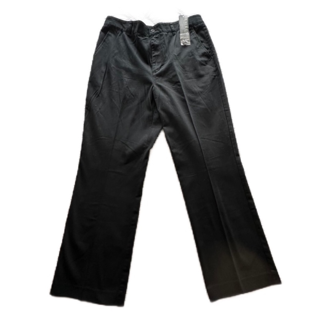 Ralph Lauren Women Black Cotton Pants Size 14W NWT